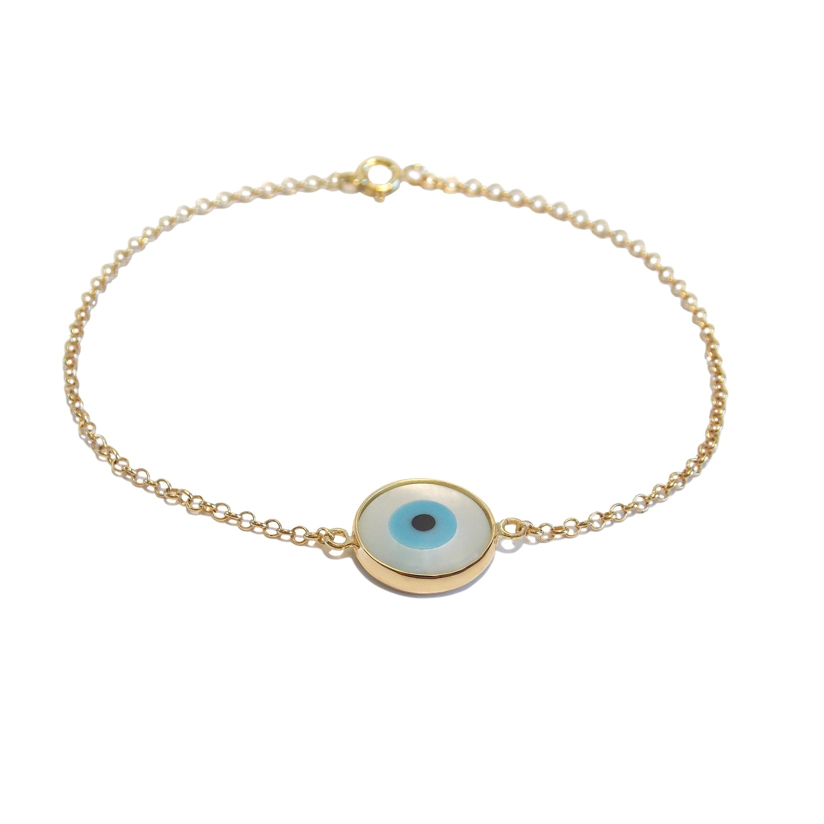Pulseira Olho Grego Pressão Ouro 18K