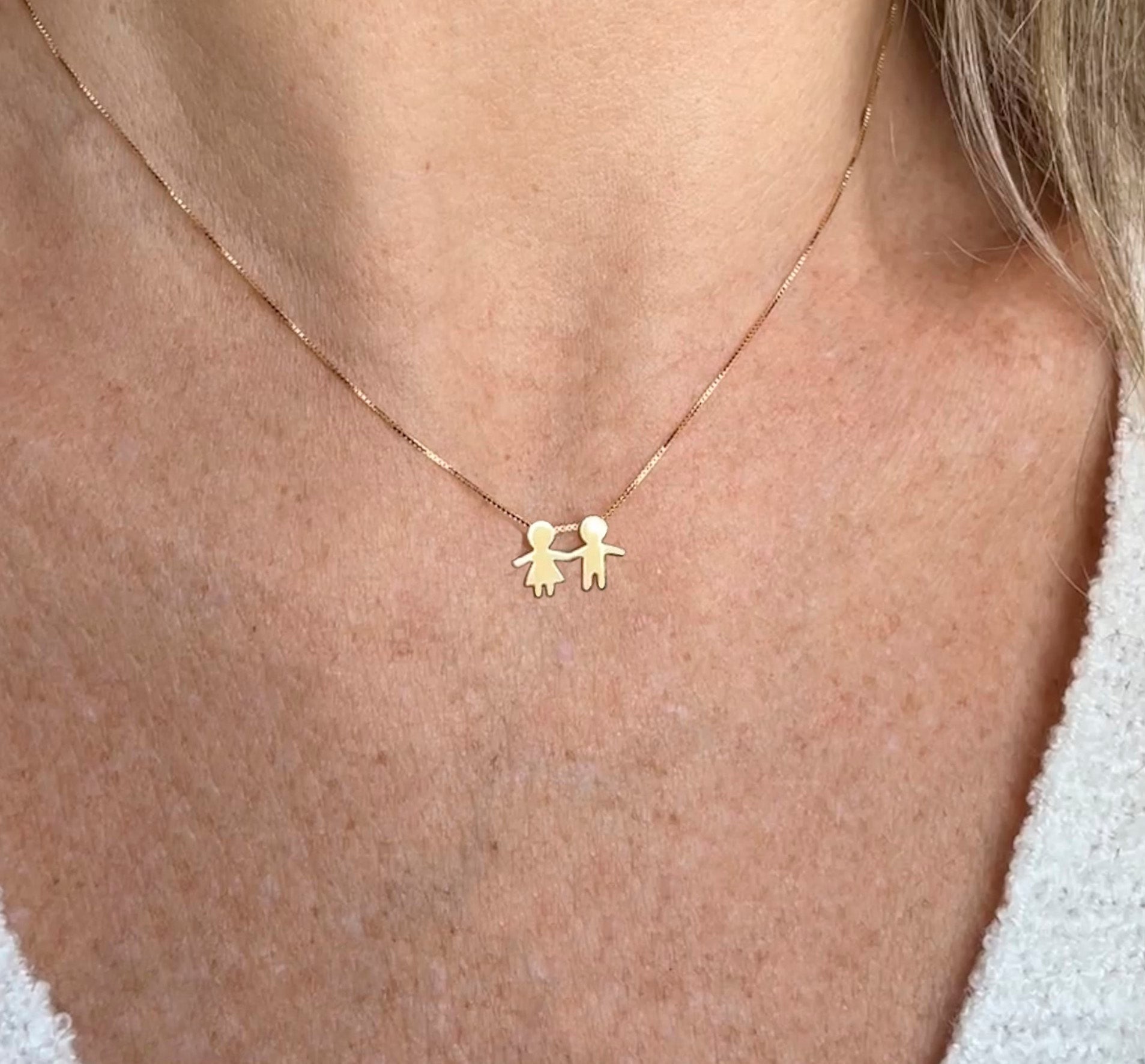 colar casal filhos ouro 18k