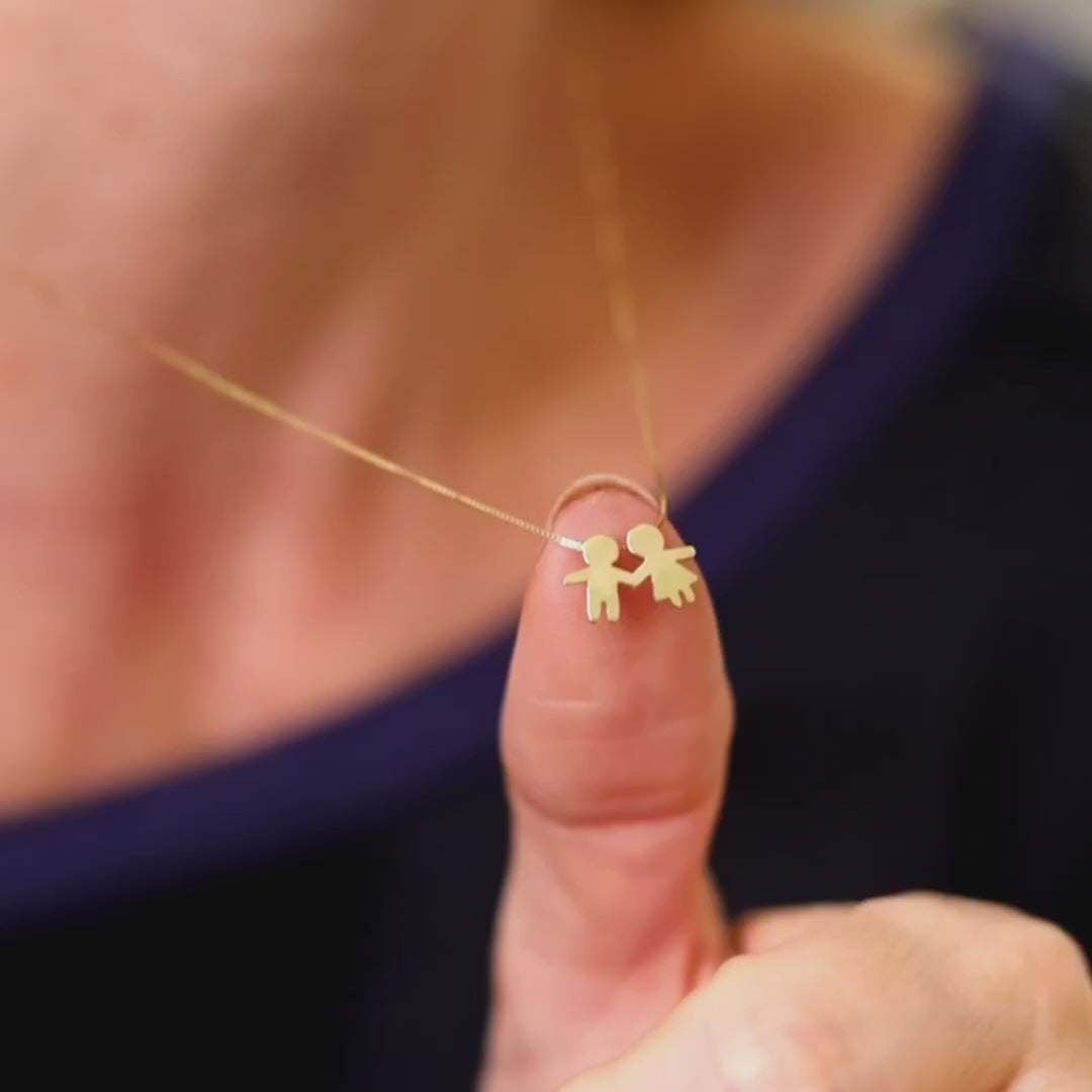 video colar filhos inclinados em ouro 18k